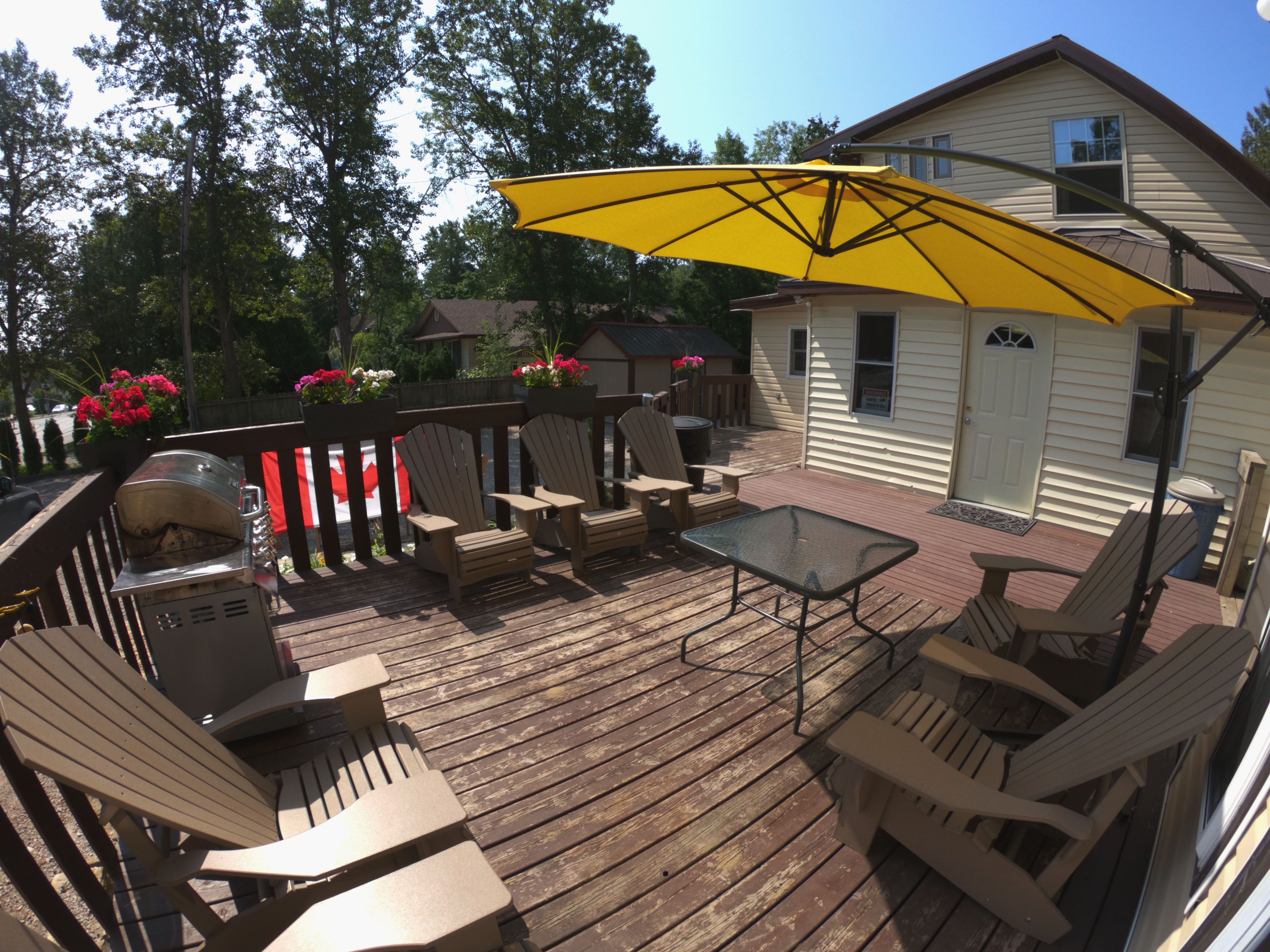 Large deck with outdoor furniture